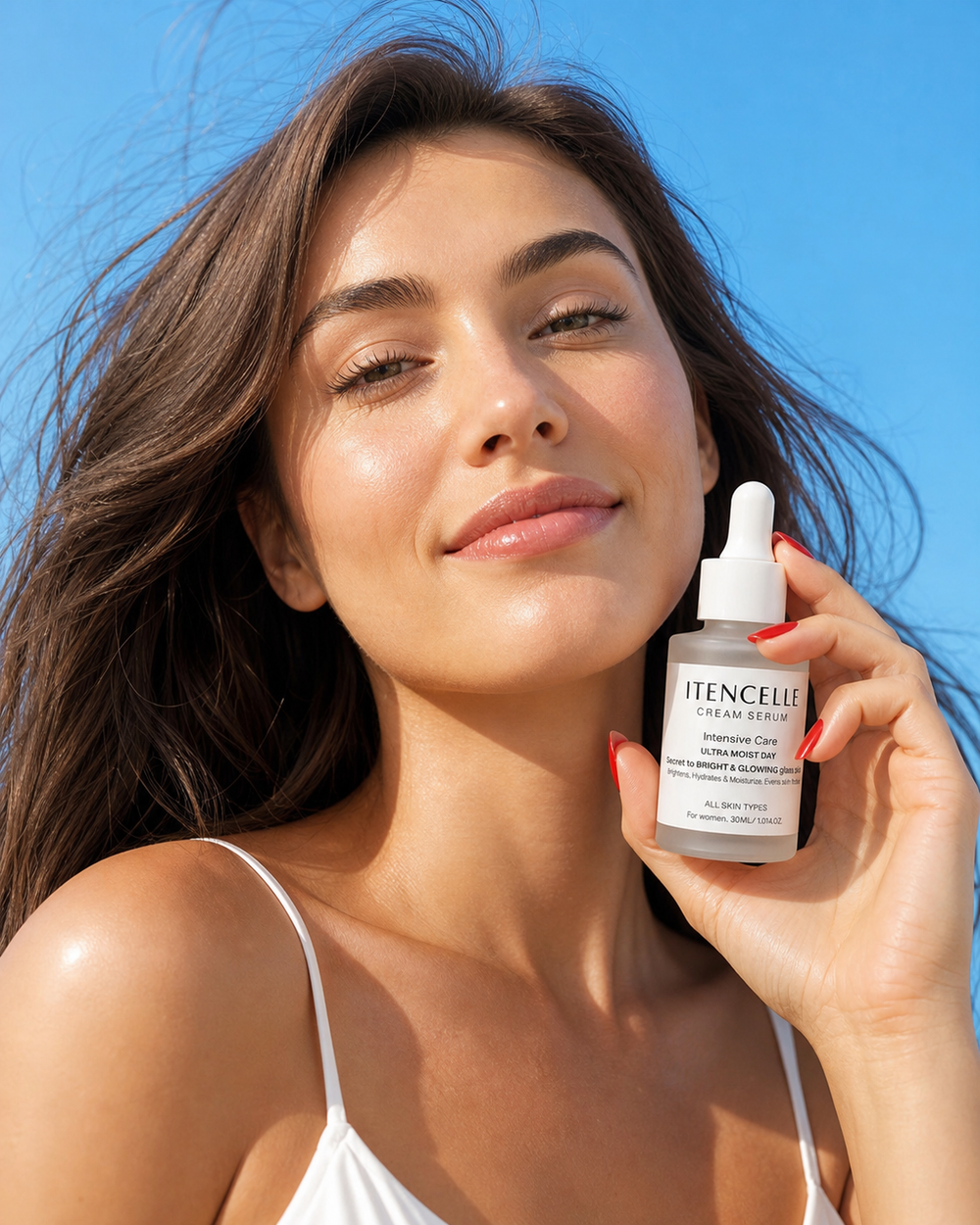 Model holding ITENCELLE Cream Serum For Her